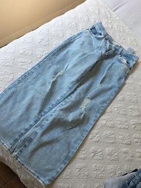 Levi's Light Blue High-Rise Wide Leg Distressed Jeans